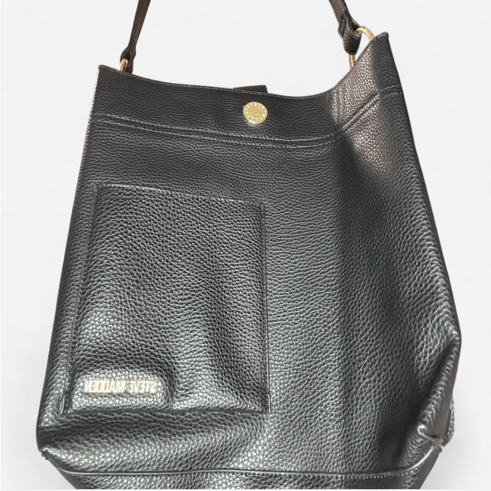 SOLD Steve Madden Black Shoulder Bag with Gold Accents